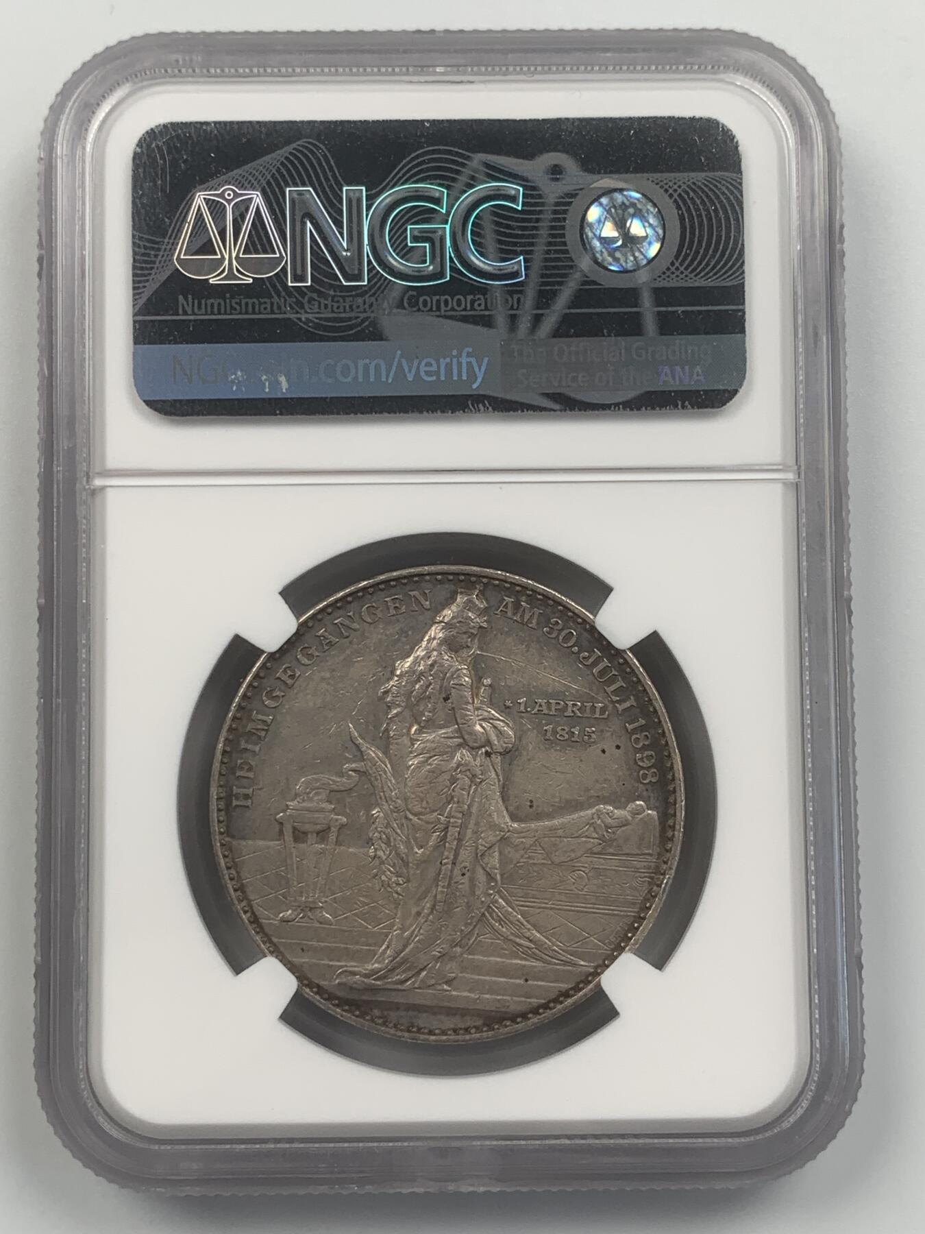 掌中浮雕-藏着的欧洲第048场 NGC AU : 1898年德国俾斯麦逝世银章，35mm