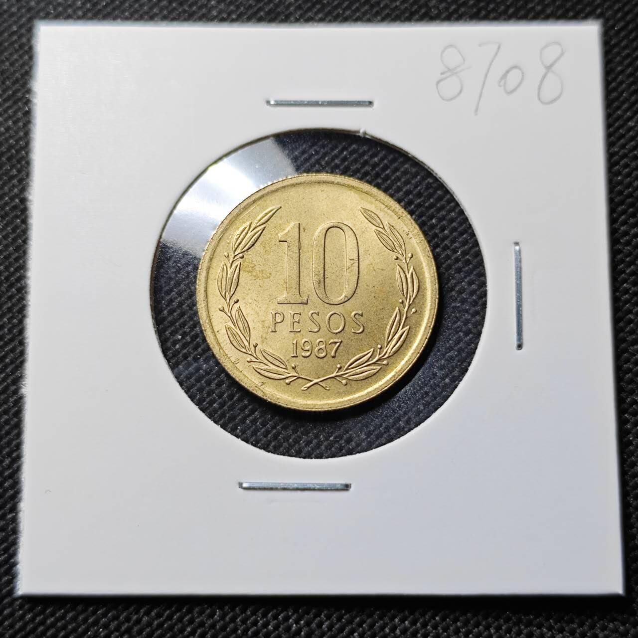 KK钱币收藏小铺  第387期  2月预留时间 周末发货 1987智利10比索 好品
