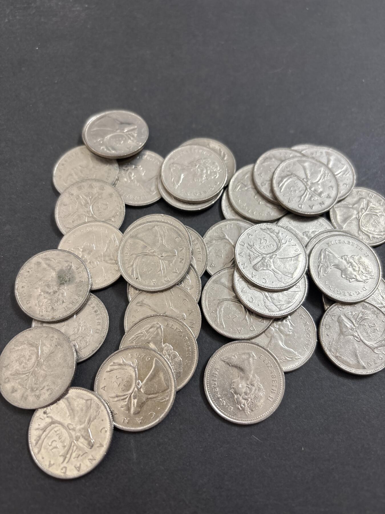 文馨钱币收藏 2026新年第二场（第 288 场）【长期接代拍品】 好品加拿大驯鹿 25 分 38 枚，9.5 加元折合人民币 48.3 元