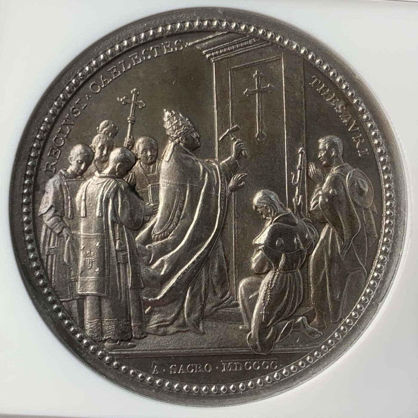 掌中浮雕-藏着的欧洲第048场 NGC UNC ：梵蒂冈教皇利奥十三世银章，44mm