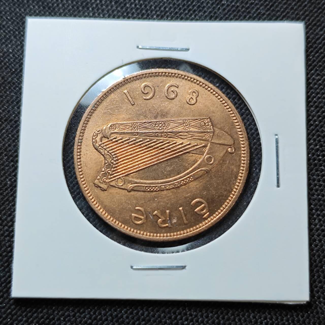 KK钱币收藏小铺  第387期  2月预留时间 周末发货  1968爱尔兰1便士母鸡铜币