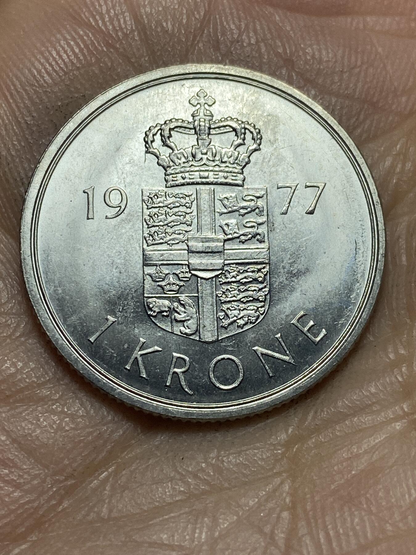 2026年第四场(总第一百七十三场）外国好品散币场(免佣金) 丹麦🇩🇰1977年1克朗(玛格丽特二世第一版，S; B版)