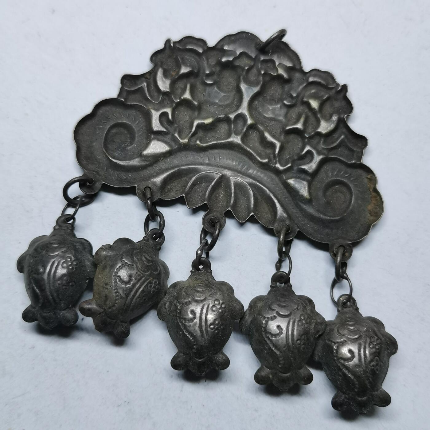 杂件专场93期 清代老银二仙吊坠