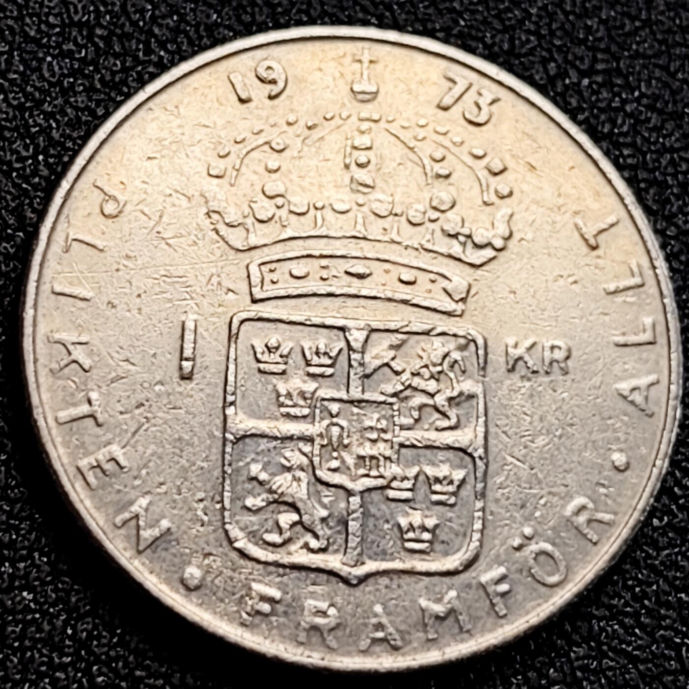 泉币菌-第164场-新年第七场 精品福利场 瑞典1973年1克朗铜镍币，古斯塔夫六世国王，25mm