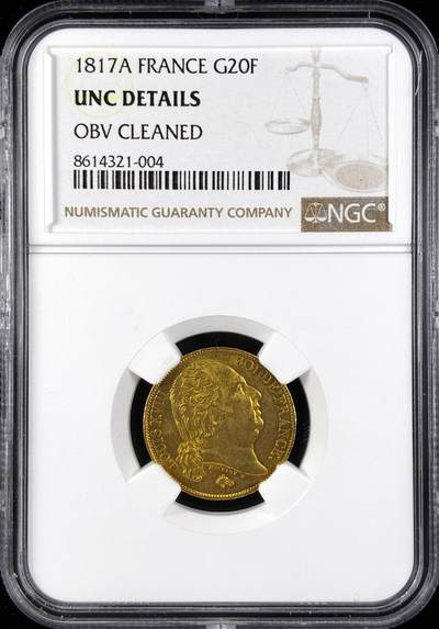 【雨安】【直播拍卖】【第0123期-评级币章】2026-01-10 周六 19:30 - [金铂金币] [金币] France 法国 20法郎 1817年 路易十八  NGC-UNC