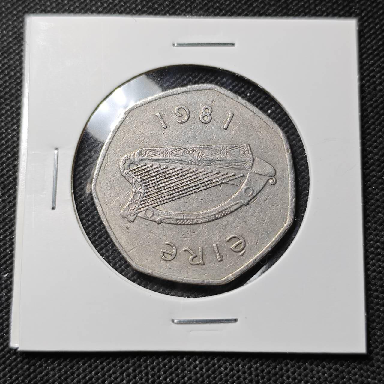 KK钱币收藏小铺  第386期  2月预留时间 周末发货 1981 爱尔兰50便士
