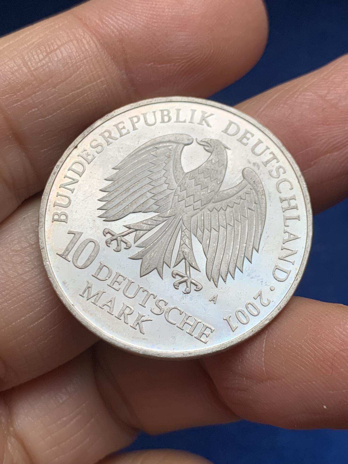 《竞宝斋》第455场 周日，周一 2场连拍 （全场包邮，欢迎送拍） 德国2001年斯特拉尔松海军博物馆10马克纪念银币 925银 15.5克