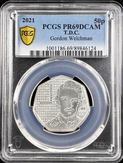 【雨安】【直播拍卖】【第0123期-评级币章】2026-01-10 周六 19:30 - [评级现代] Tristan da Cunha 特里斯坦-达库尼亚群岛 50便士 2021年 密码学家戈登·韦尔什曼 PCGS-PR69DCAM 精制币