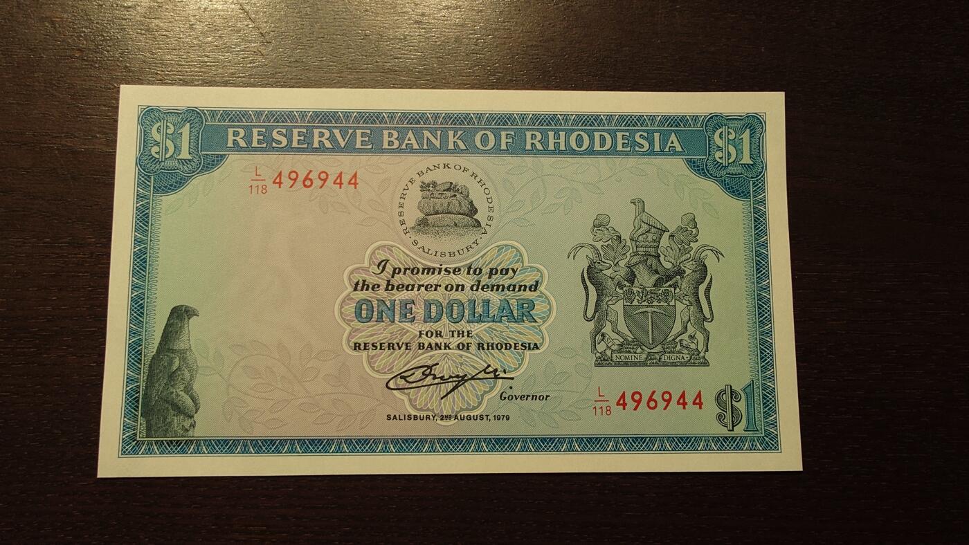 【新年五拍】世界钱币～微拍第226期暨2026年第5期   1979年罗德西亚1元 全新绝品尾号944