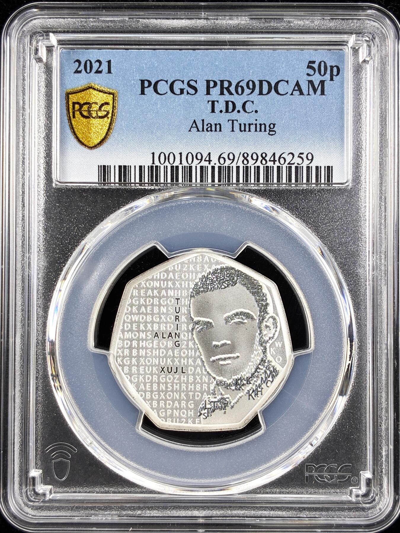 【雨安】【直播拍卖】【第0123期-评级币章】2026-01-10 周六 19:30 [评级现代] Tristan da Cunha 特里斯坦-达库尼亚群岛 50便士 2021年 计算机之父艾伦·图灵 PCGS-PR69DCAM 精制币