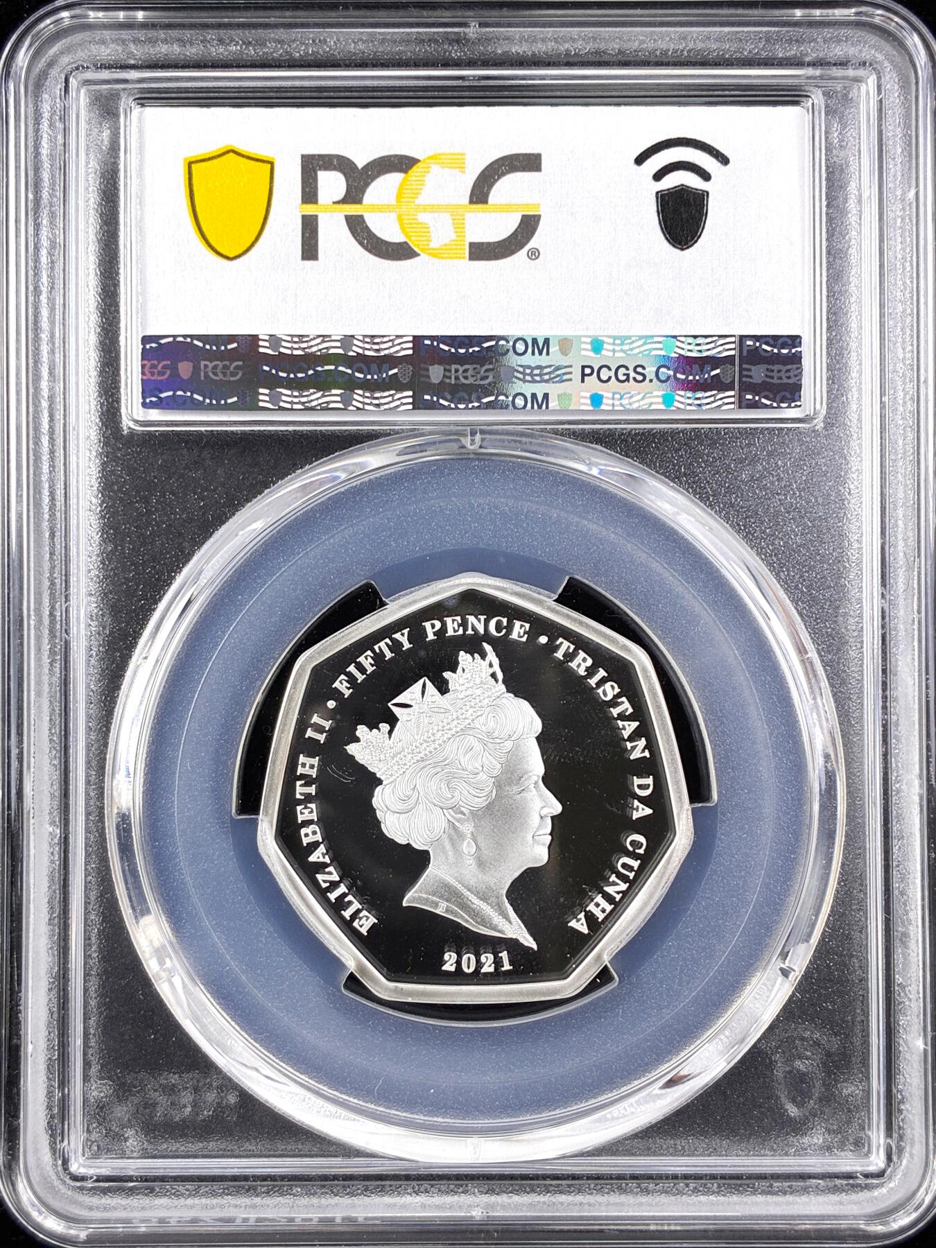 【雨安】【直播拍卖】【第0123期-评级币章】2026-01-10 周六 19:30 [评级现代] Tristan da Cunha 特里斯坦-达库尼亚群岛 50便士 2021年 密码学家梅维斯·利弗 PCGS-PR69DCAM 精制币