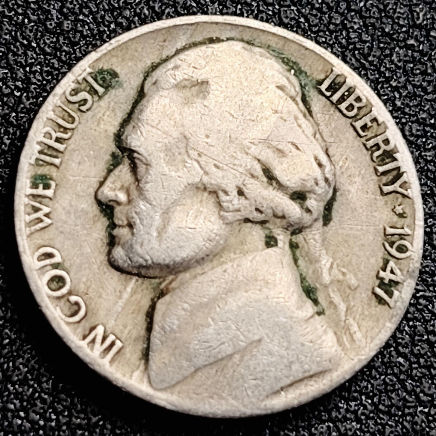 泉币菌-第164场-新年第七场 精品福利场 杰斐逊总统 美国5美分 1947年铜镍币 21毫米5克