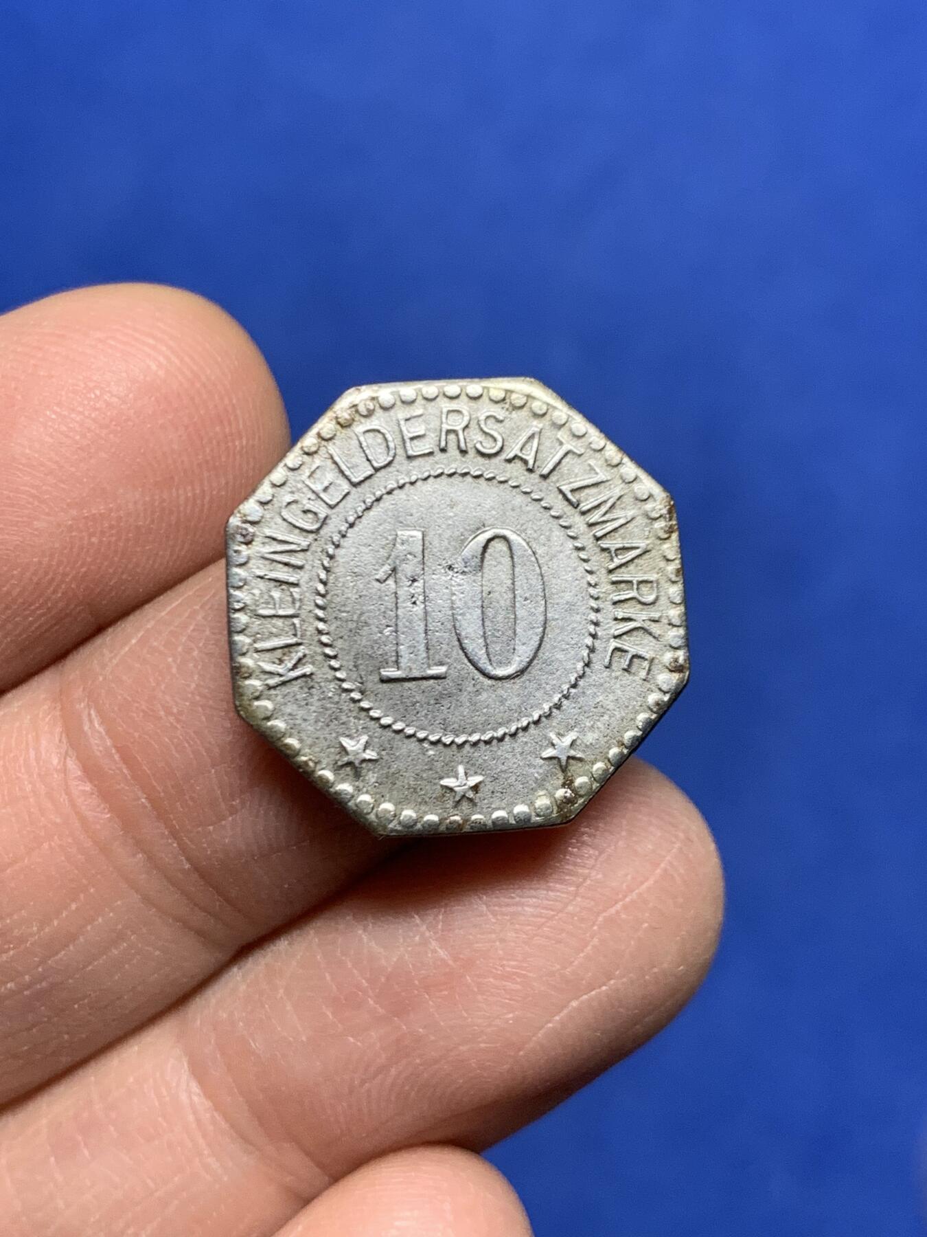 《竞宝斋》第455场 周日，周一 2场连拍 （全场包邮，欢迎送拍） 两枚一组 德国紧急状态币 德里森10芬尼铁币+基希海姆1917年5芬尼锌币