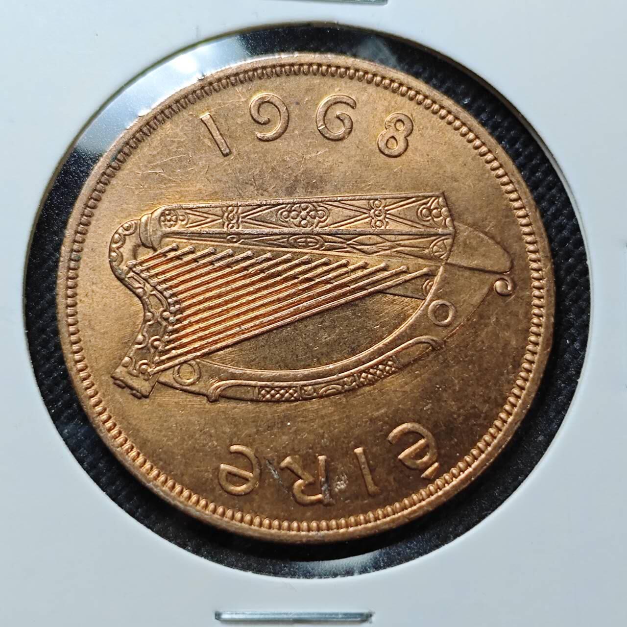 KK钱币收藏小铺  第387期  2月预留时间 周末发货  1968爱尔兰1便士母鸡铜币