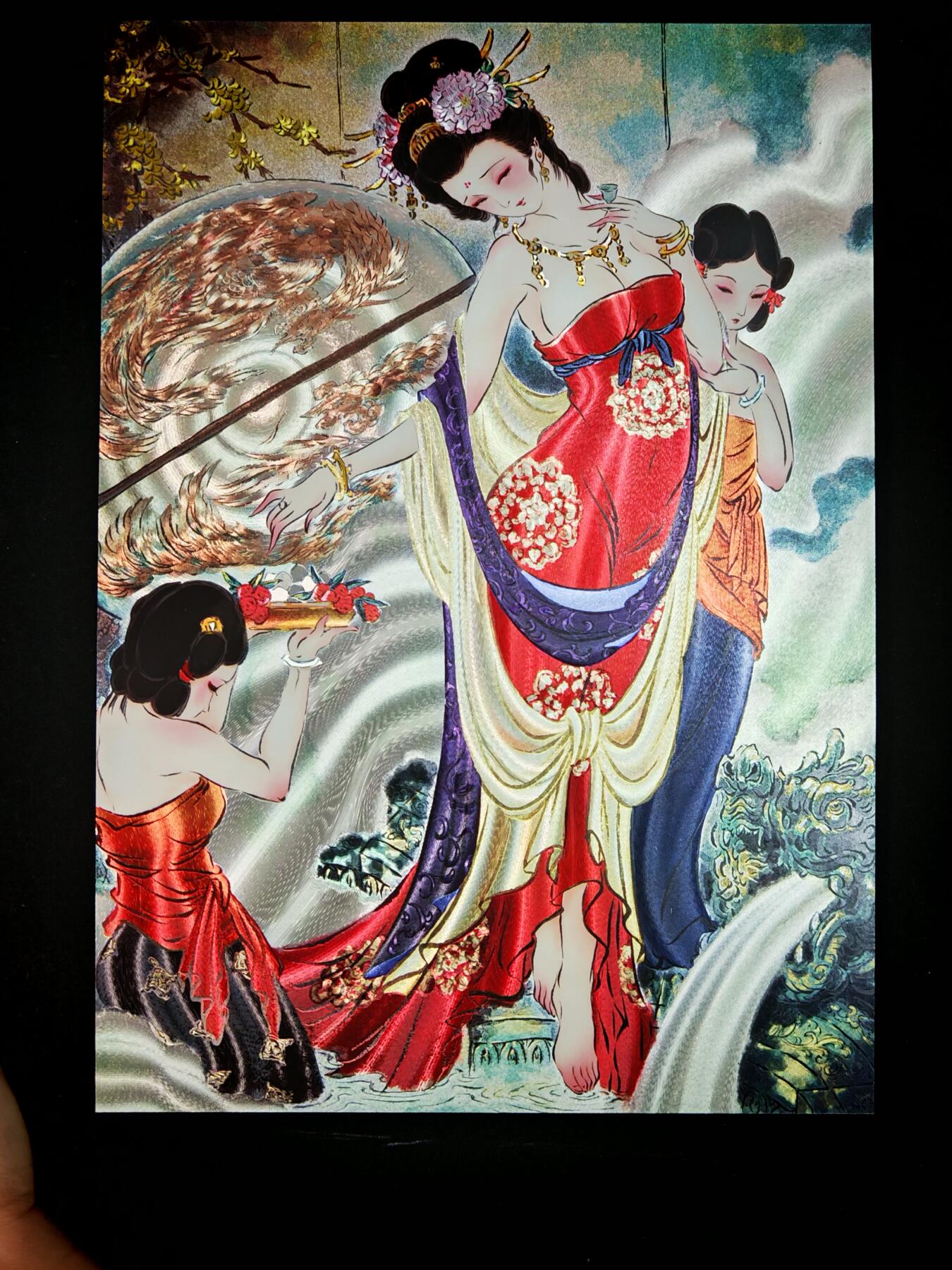 琦卡当当铺～第28期★★各种小漏~支持寄存★★~【9点40结束】扫码加群抽[包邮券]~ 焱卡文化/燎原卡牌-A4-大卡-四大美女-贵妃醉酒-雕仙-折光-262/300-1张（和貂蝉拜月同编号）