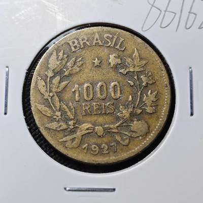 KK钱币收藏小铺  第386期  2月预留时间 周末发货 - 1927 巴西1000瑞斯铜币