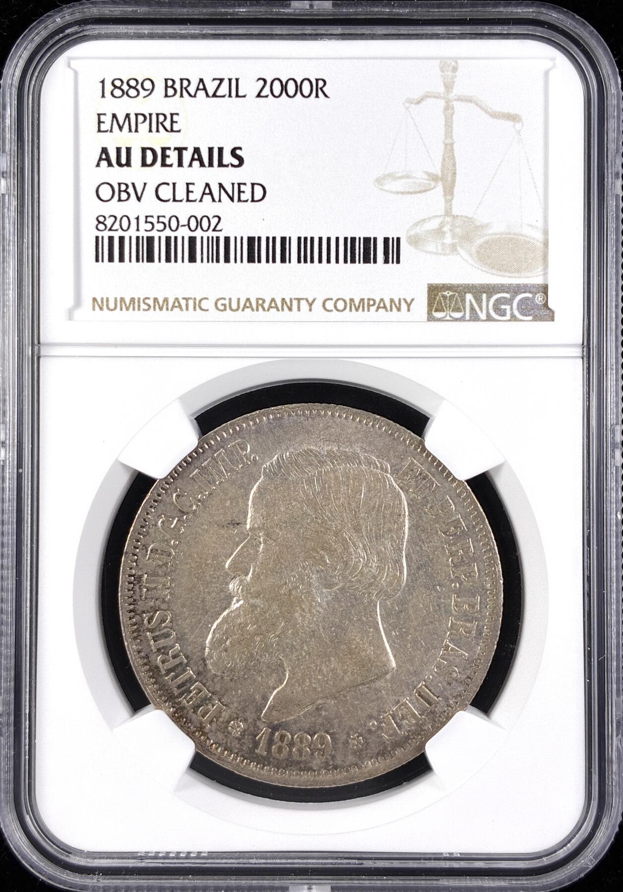 【雨安】【直播拍卖】【第0123期-评级币章】2026-01-10 周六 19:30 [评级美洲] Brazil 巴西 Empire 2000瑞斯 KM#485 (1886-1889) 1889年  NGC-AU