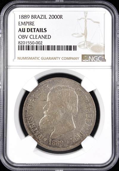 【雨安】【直播拍卖】【第0123期-评级币章】2026-01-10 周六 19:30 - [评级美洲] Brazil 巴西 Empire 2000瑞斯 KM#485 (1886-1889) 1889年  NGC-AU