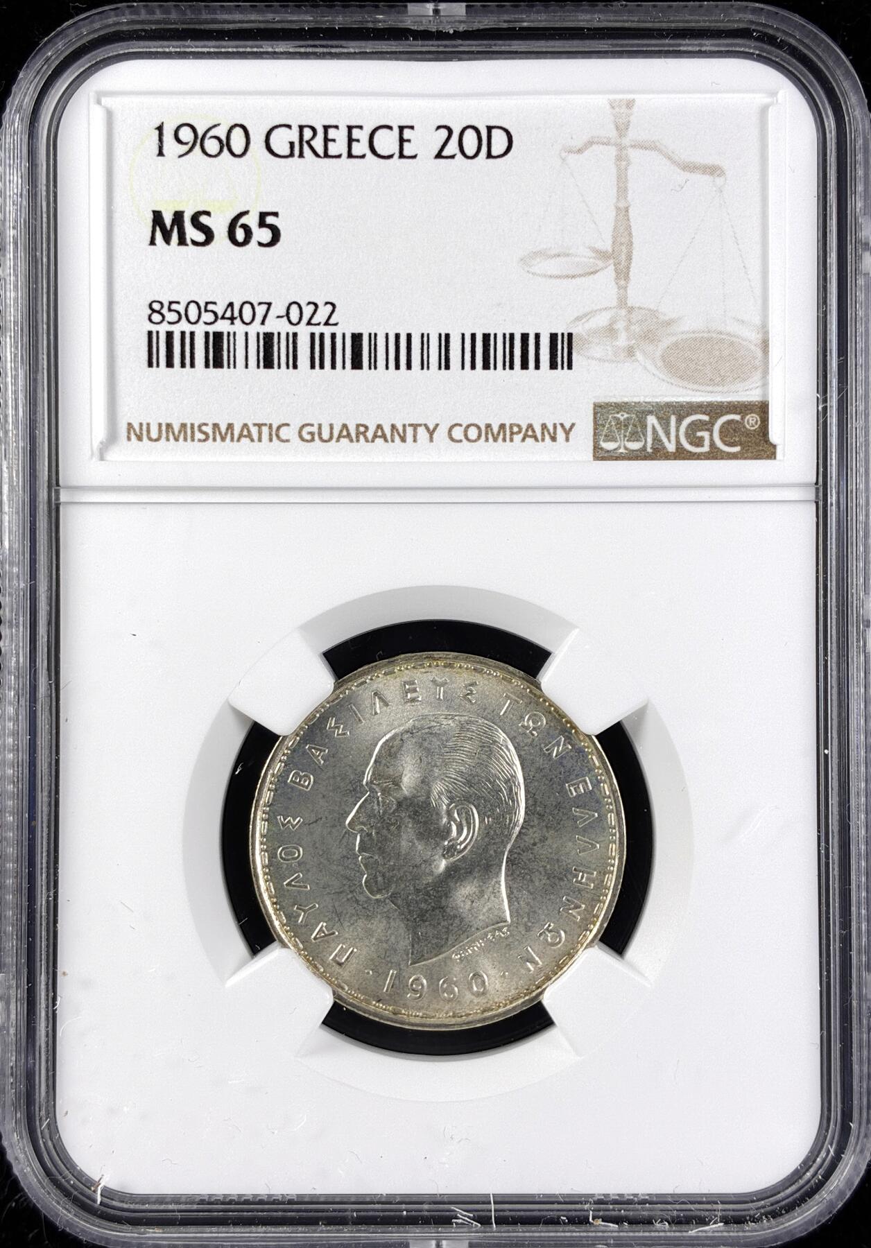 【雨安】【直播拍卖】【第0123期-评级币章】2026-01-10 周六 19:30 [评级欧洲] Greece 希腊 20德拉克马 1960年  NGC-MS65