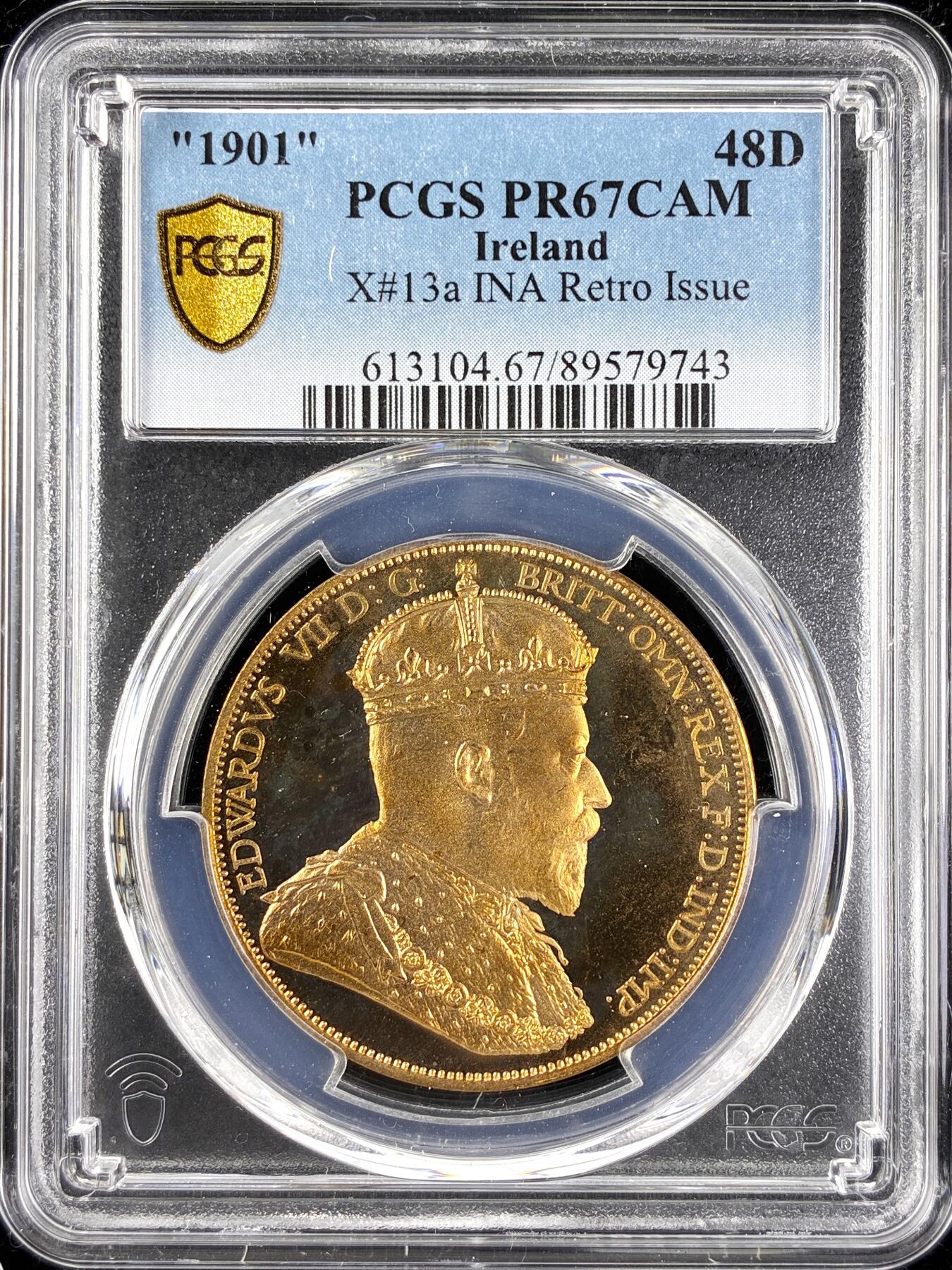 【雨安】【直播拍卖】【第0123期-评级币章】2026-01-10 周六 19:30 [评级欧洲] Ireland 爱尔兰 48D 1901年 爱德华七世 X#13a 精制 PCGS-PR67CAM 精制币