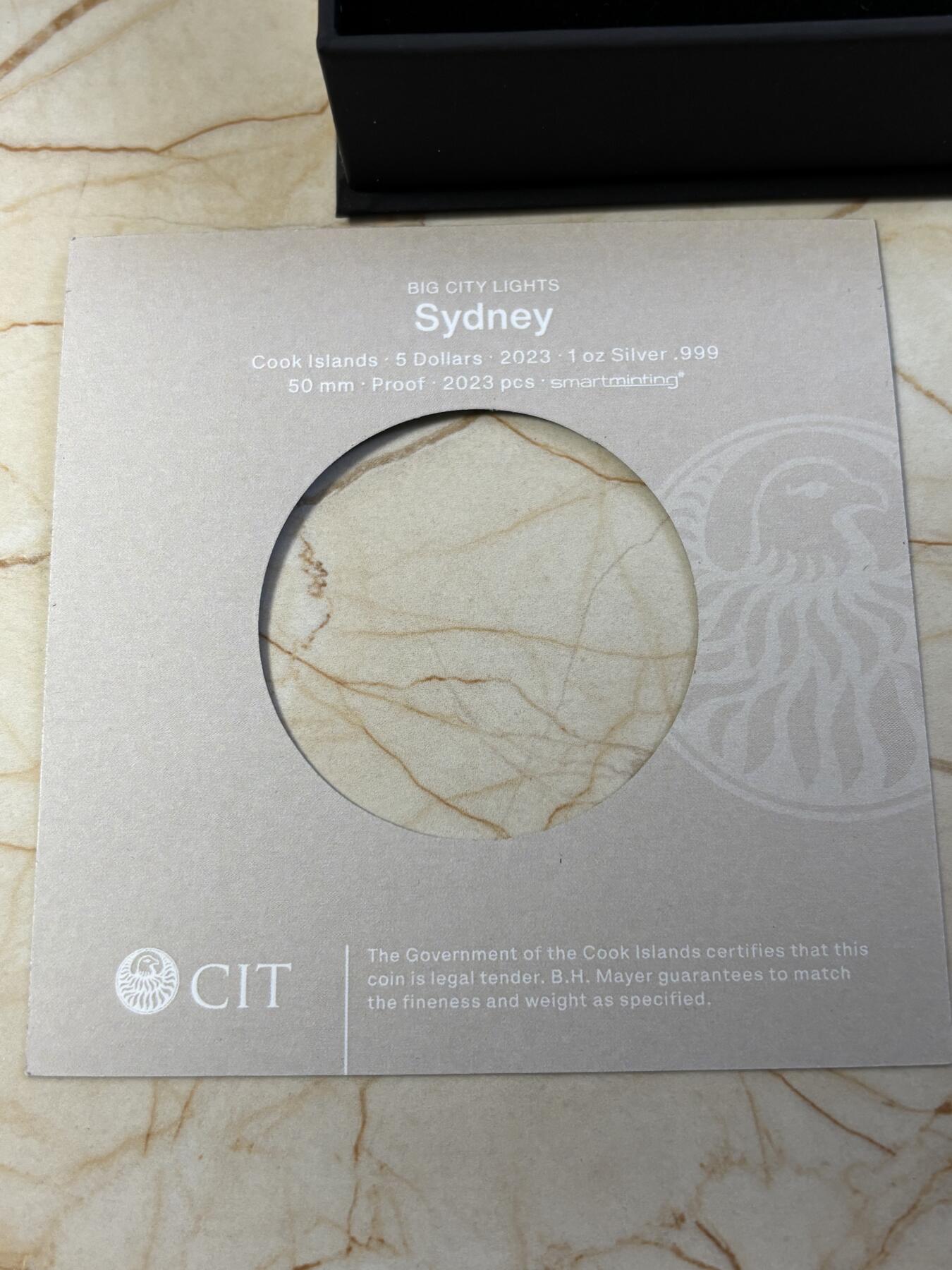 第187期拍卖 库克2023年城市之光系列澳洲悉尼1盎司纪念银币，999银，发行2023枚