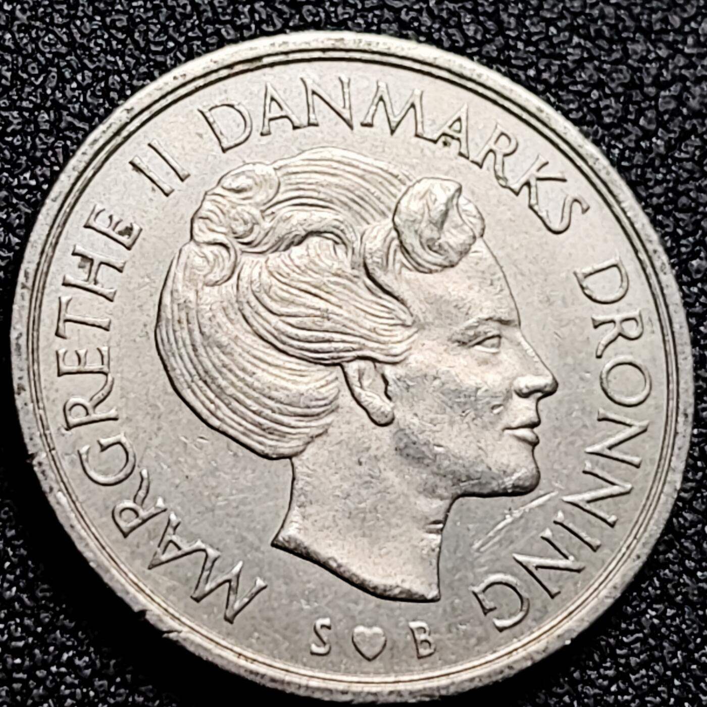 泉币菌-第165场-新年第八场 精品福利场 丹麦1克朗铜镍币 玛格丽特二世 25mm