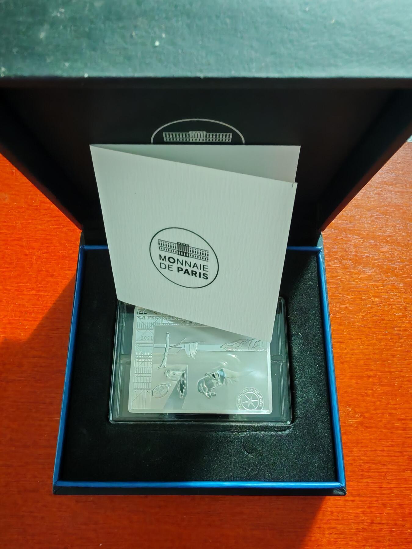 长老汇蛇年精选第九十二场拍卖 2021法国达利名画记忆10欧元矩形精制银币，盒证全