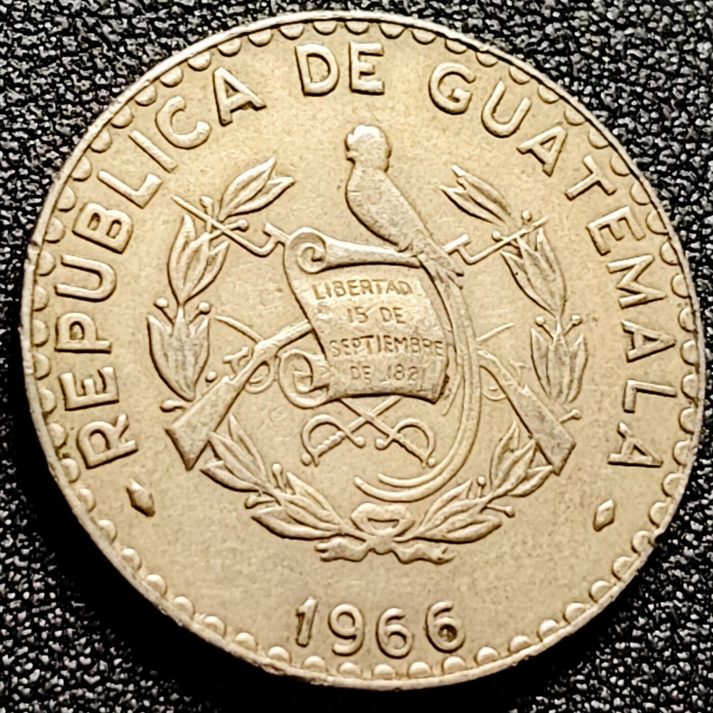 泉币菌-第165场-新年第八场 精品福利场 1966 民族妇女 危地马拉25分镍铜硬币 字边 27毫米 铜钱纪念币