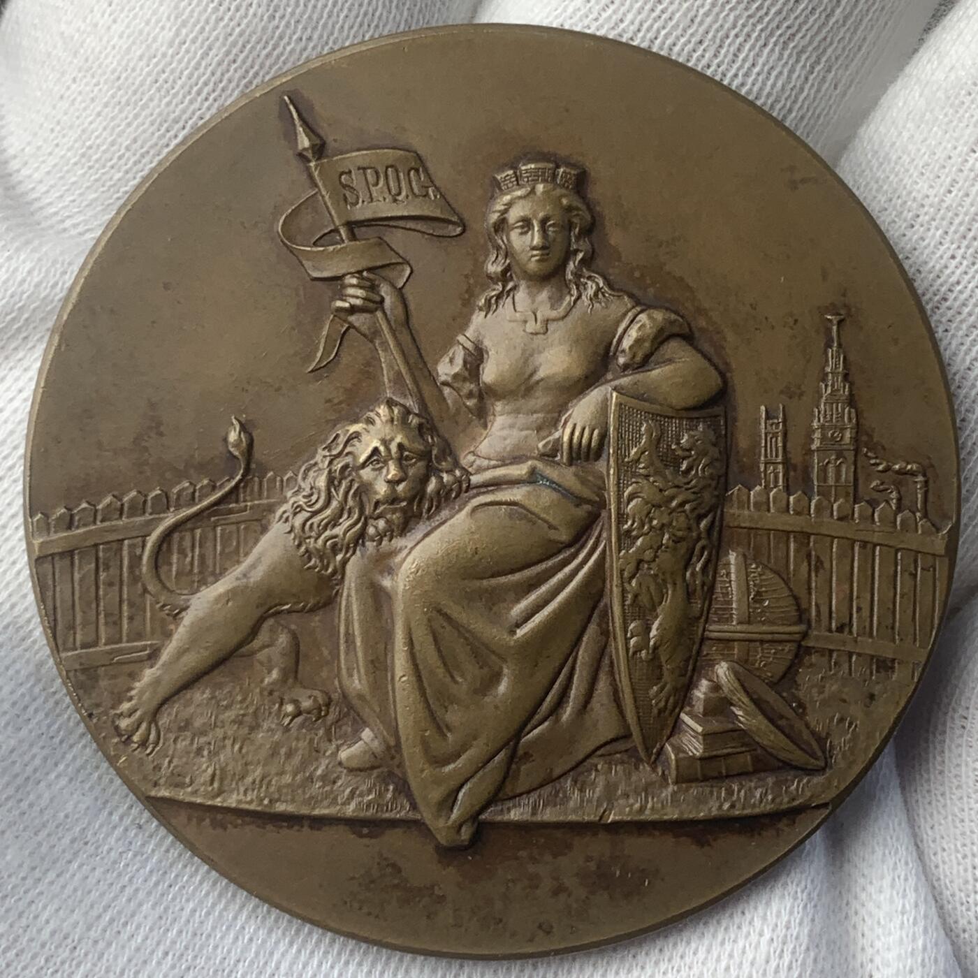 掌中浮雕-藏着的欧洲第048场 1919年比利时根特市铜奖章，50.5mm