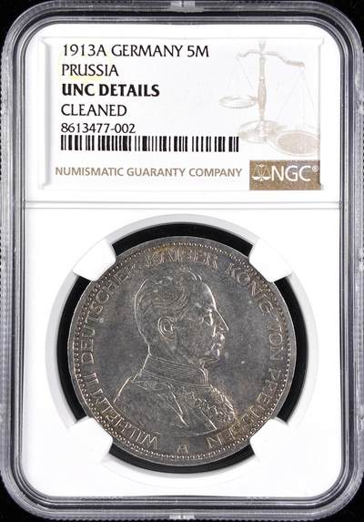 【雨安】【直播拍卖】【第0123期-评级币章】2026-01-10 周六 19:30 - [评级德国] Germany 德国 帝国 普鲁士 5马克 (1913-1914) 军装 1913年  NGC-UNC