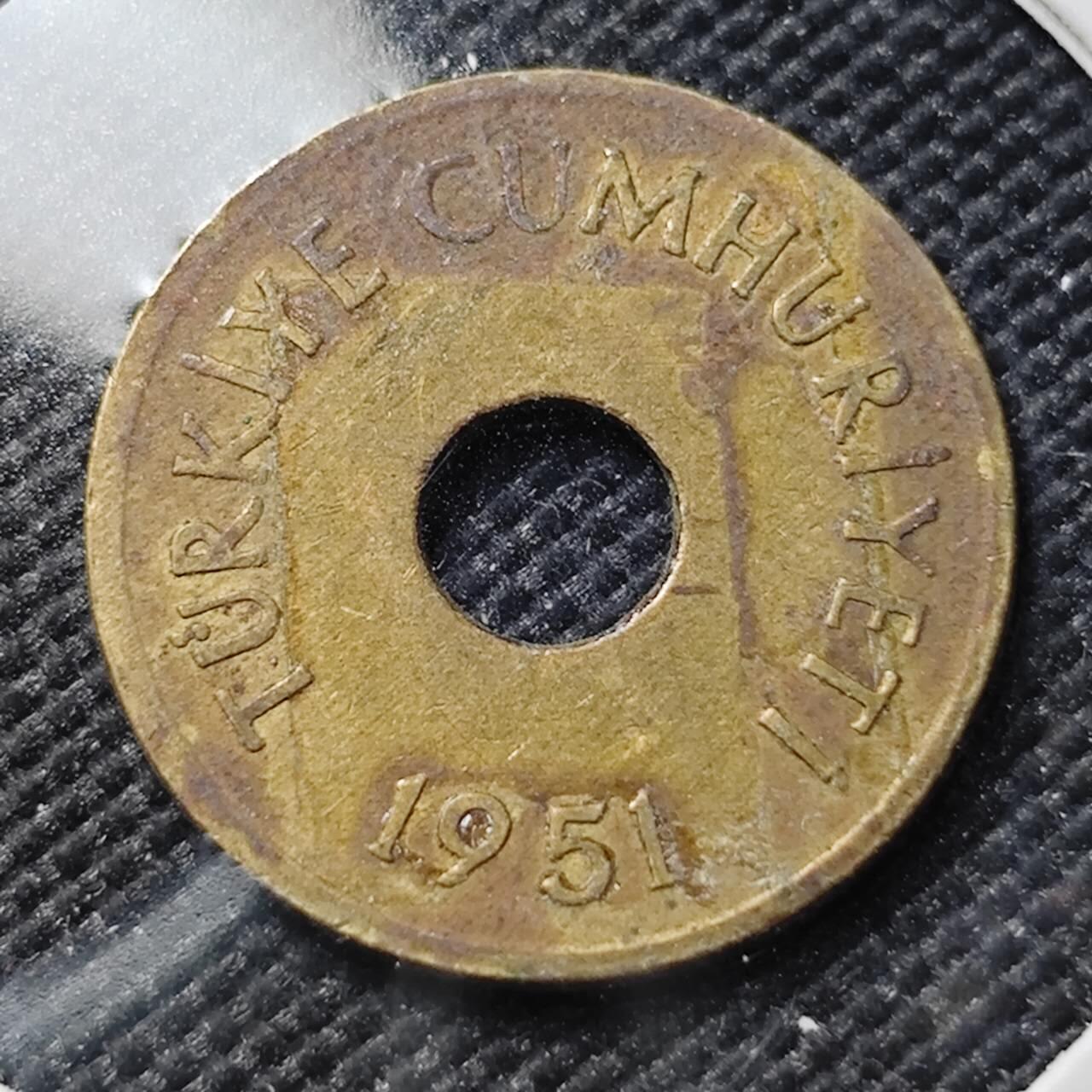 KK钱币收藏小铺  第386期  2月预留时间 周末发货  1951土耳其1库鲁铜币