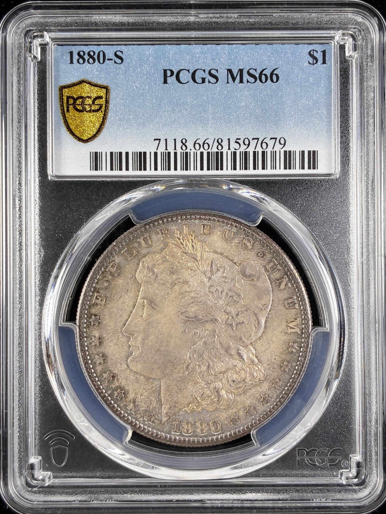 【雨安】【直播拍卖】【第0123期-评级币章】2026-01-10 周六 19:30 [评级美洲] USA 美国 1美元 (1878-1921) 摩根 1880年S  PCGS-MS66