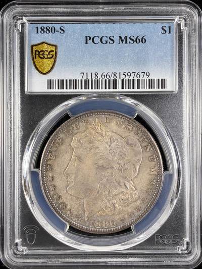 【雨安】【直播拍卖】【第0123期-评级币章】2026-01-10 周六 19:30 - [评级美洲] USA 美国 1美元 (1878-1921) 摩根 1880年S  PCGS-MS66