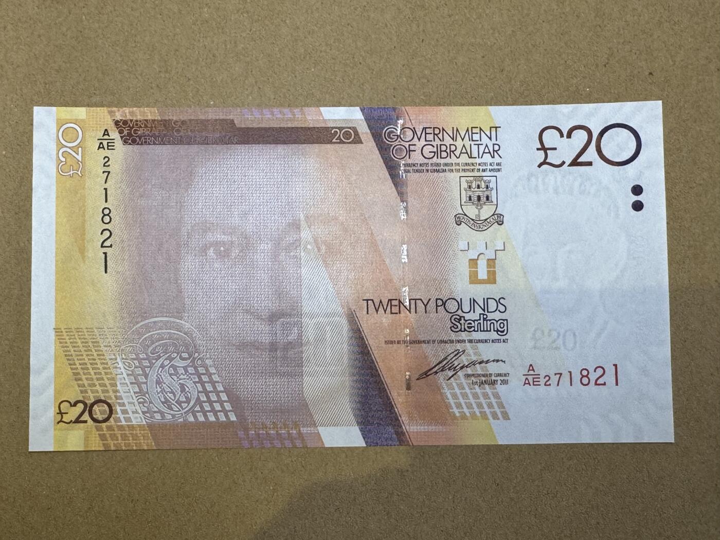 【礼羽收藏】🌏世界钱币拍卖第118期 直布罗陀 20镑 2011年 全新UNC 无4 