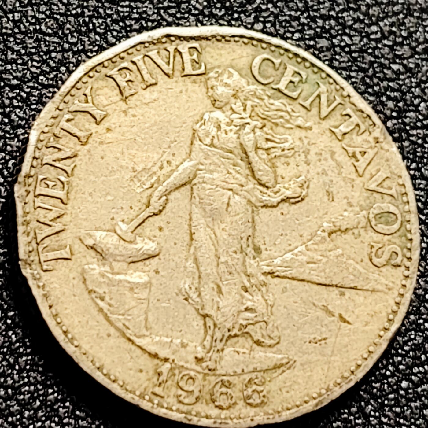 泉币菌-第165场-新年第八场 精品福利场 菲律宾60年代 独立首版火山女神 25分镍币 24MM