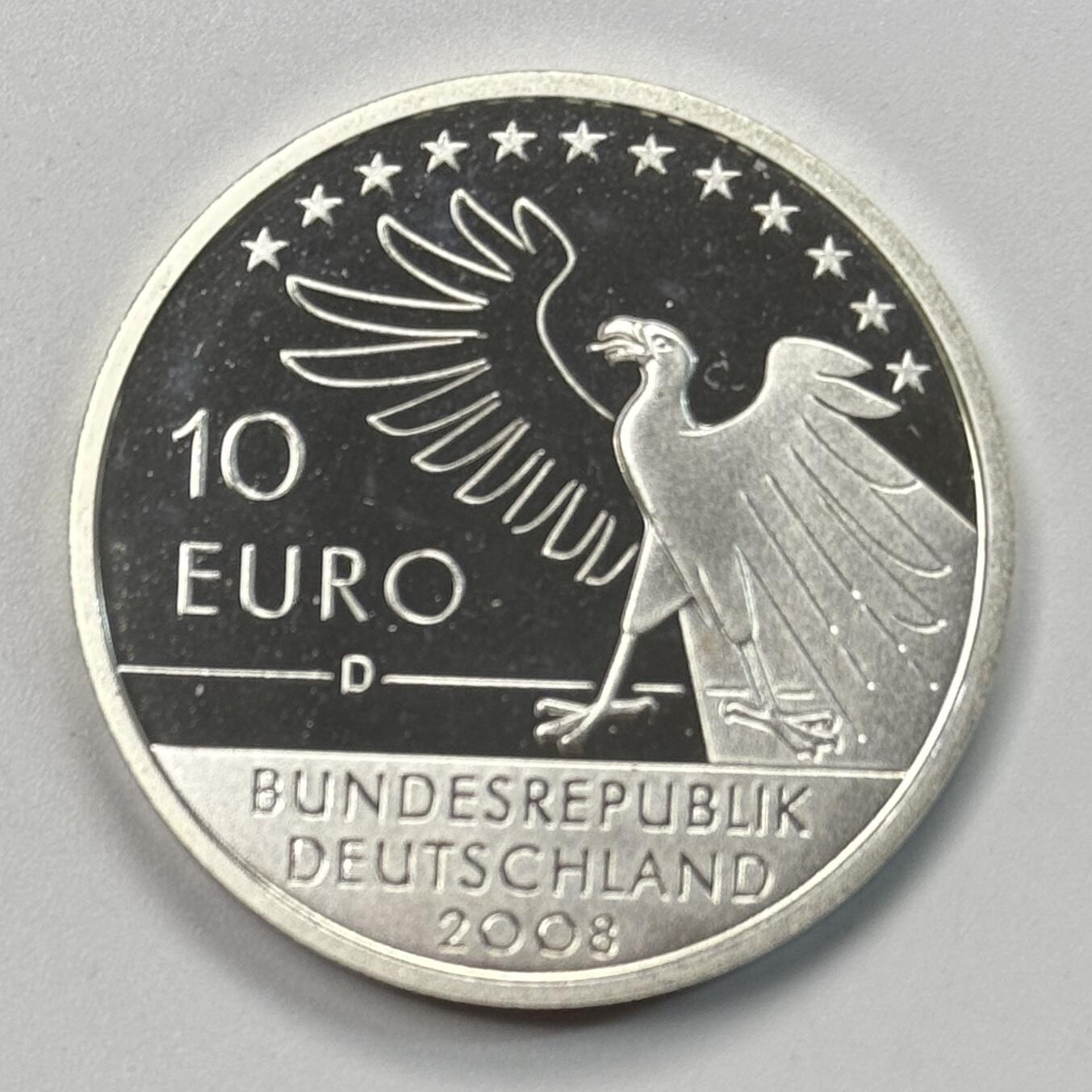 S&S Numismatic世界钱币-拍卖 第118期  德国2008年 卡尔·施皮茨韦格 - 诞辰200周年 10欧元精制纪念银币 18克925银，品相如图