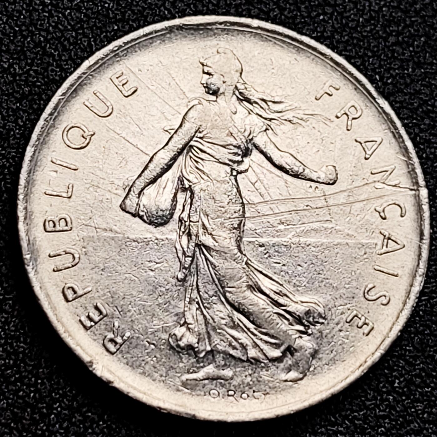 泉币菌-第164场-新年第七场 精品福利场 播种女神 法国5法郎硬币 直径29MM 