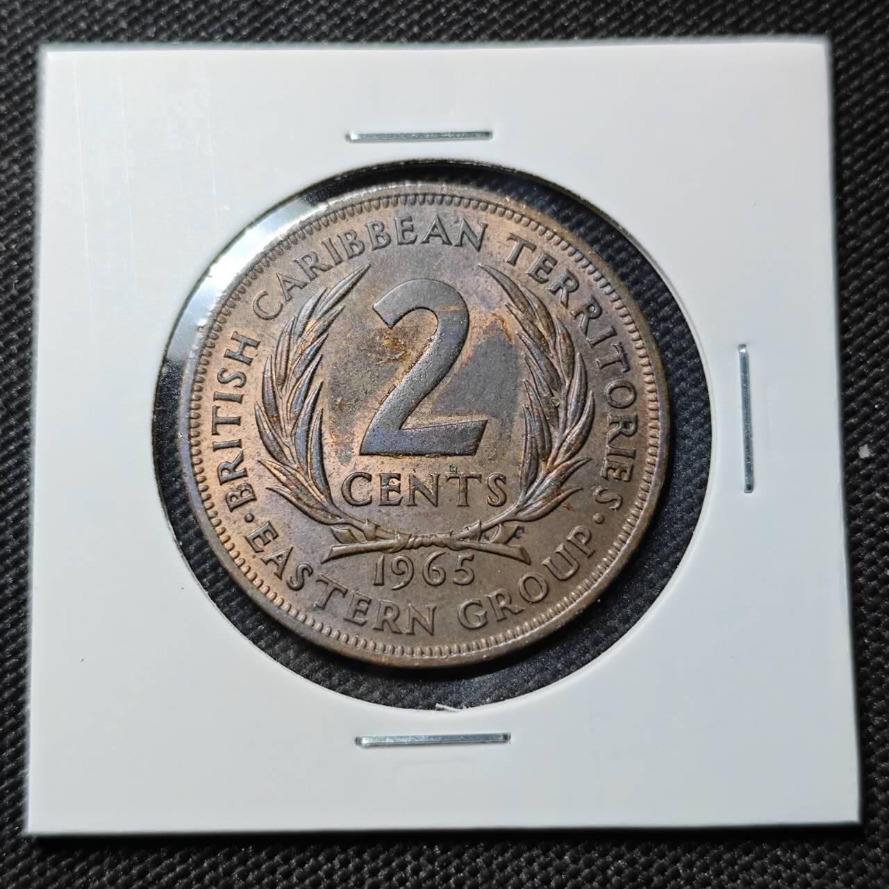 KK钱币收藏小铺  第386期  2月预留时间 周末发货  1965英属加勒比2分铜币