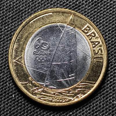 KK钱币收藏小铺  第386期  2月预留时间 周末发货 -  巴西1瑞尔双色币纪念币好品