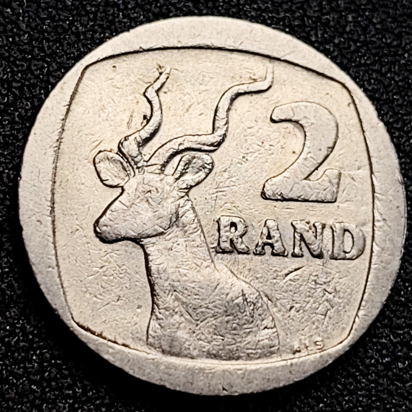 泉币菌-第164场-新年第七场 精品福利场 跳羚 上字徽版 南非1991年 2兰特铜镀镍硬币 23.0毫米 5.5克