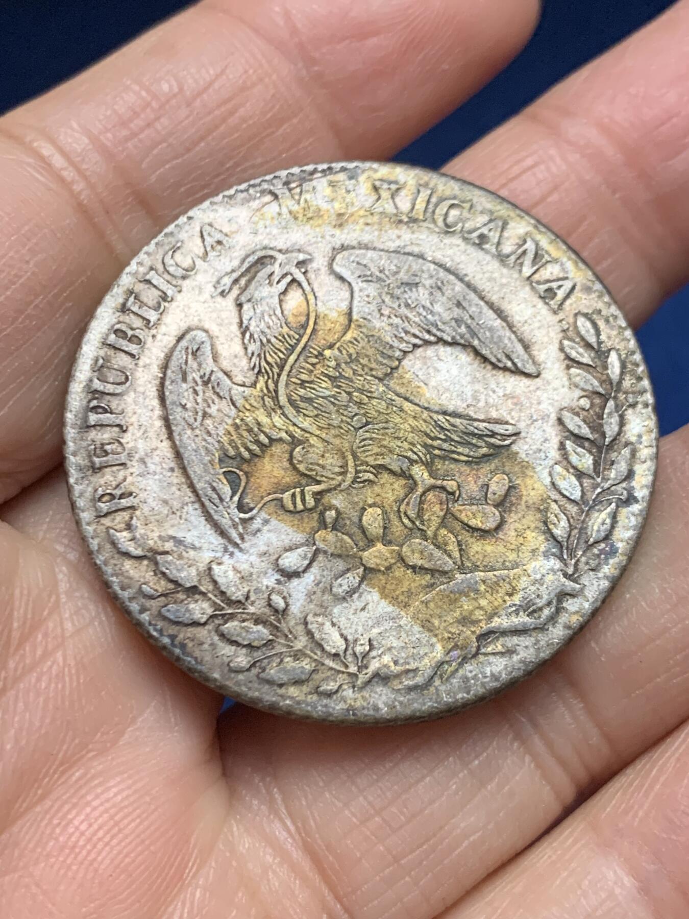 《竞宝斋》第455场 周日，周一 2场连拍 （全场包邮，欢迎送拍） 墨西哥1878年go厂8R鹰洋银币，极美包浆，如油画般漂亮，带底光