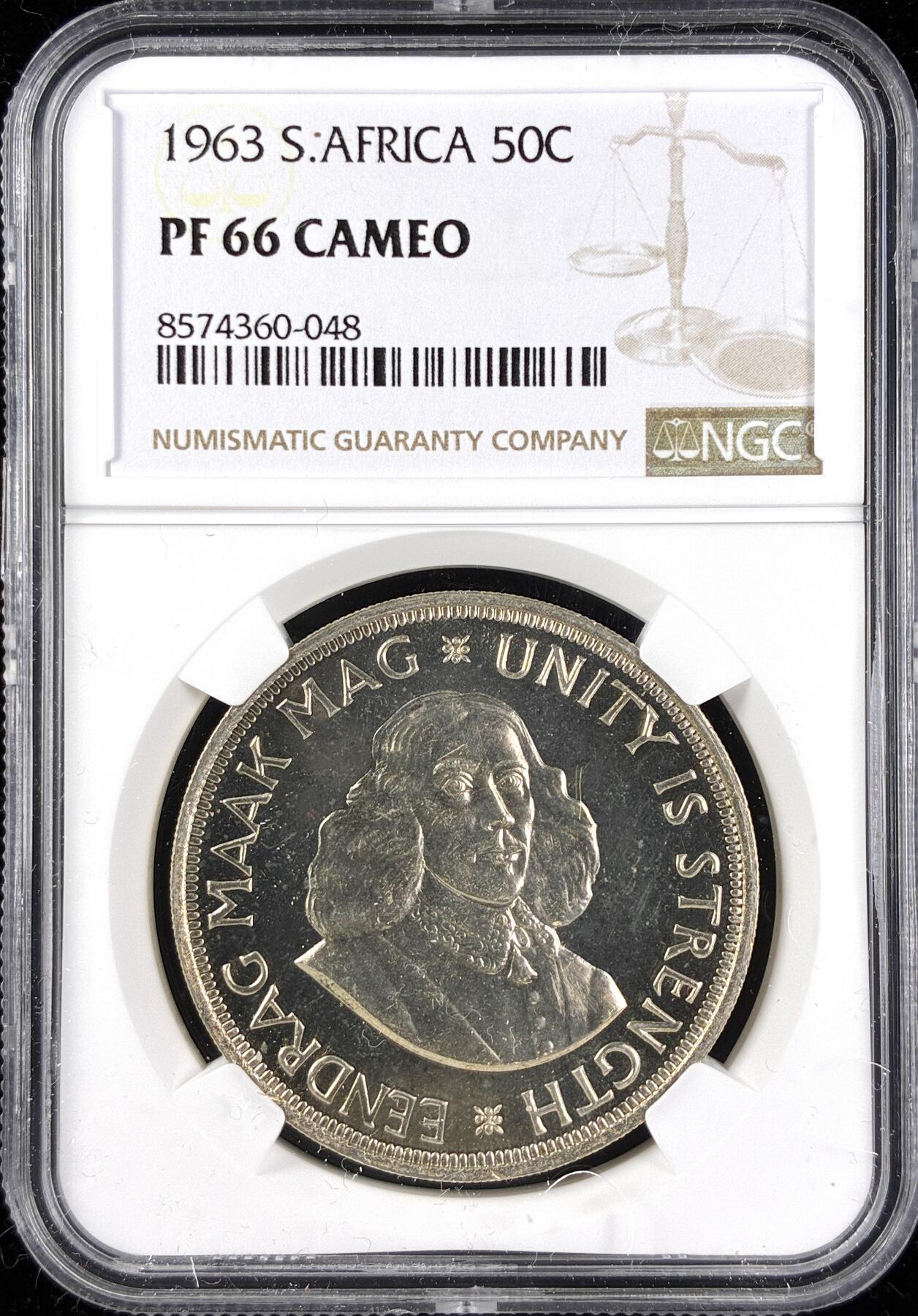 【雨安】【直播拍卖】【第0123期-评级币章】2026-01-10 周六 19:30 [评级非洲] South Africa 南非 50分 1963年 精制 NGC-PF66Cameo 精制币