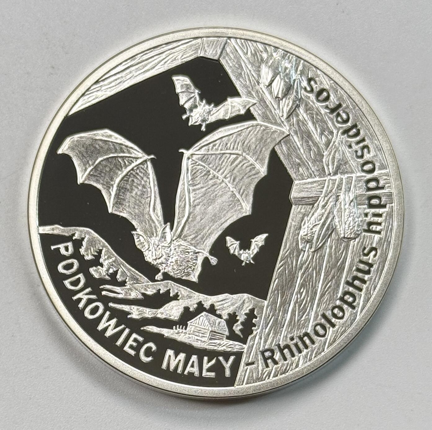 S&S Numismatic世界钱币-拍卖 第118期  波兰2010年 世界动物-小马蹄蝠 20兹罗提精制纪念银币 28.28克925银