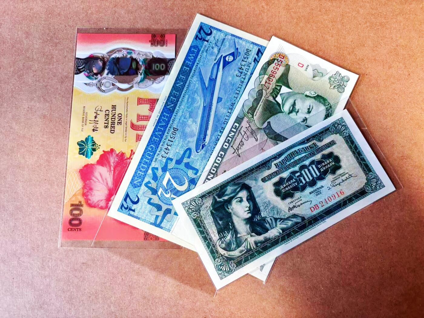 【Blue Auction】世界纸币精拍第772期——18级TOP拍卖/信誉/品质/专业/高效💫 【一组4张】南斯拉夫、哥斯达黎加、斐济（商业钞 无47）、荷属安的列斯纸币一组 全新UNC