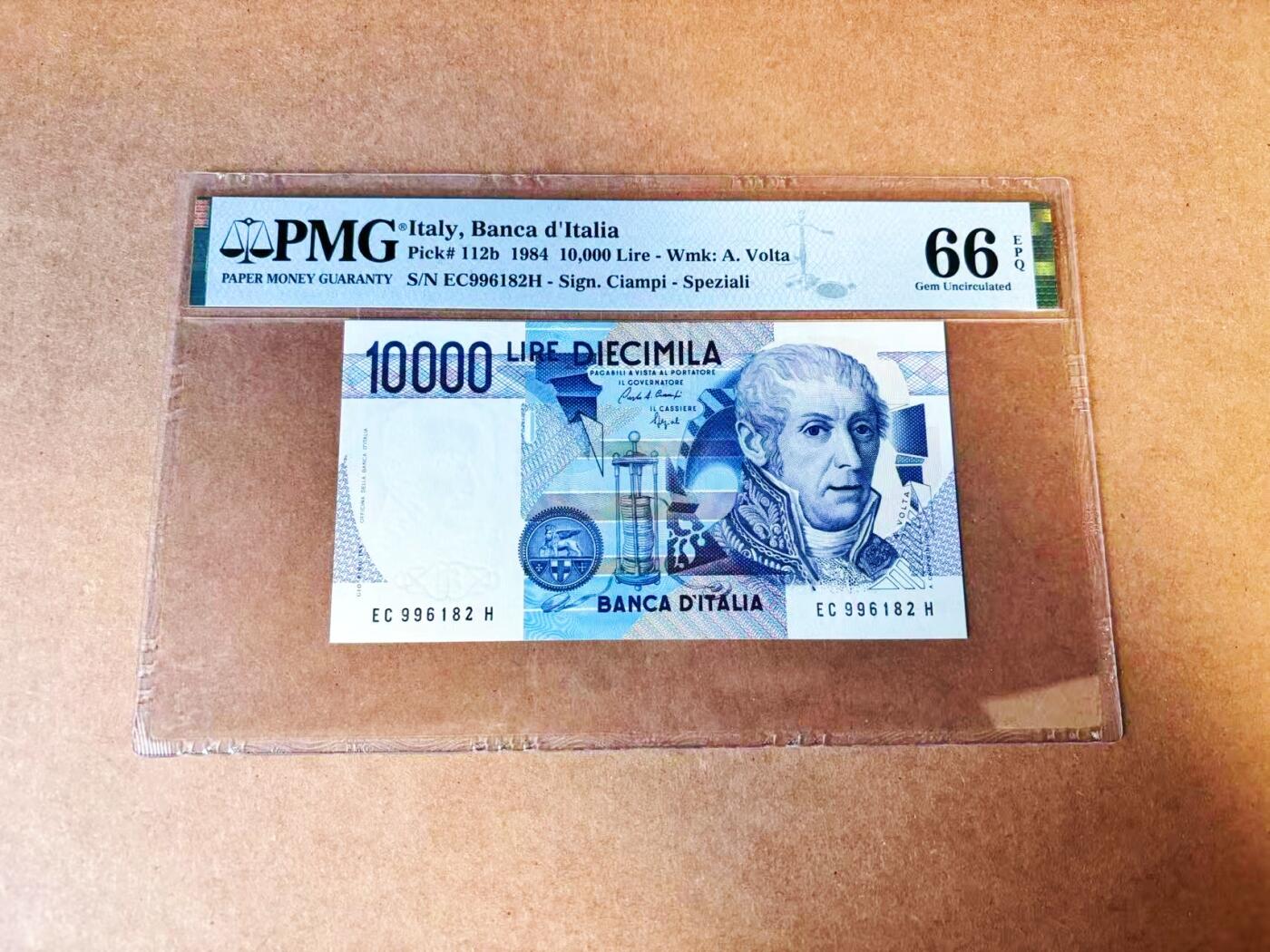 【Blue Auction】世界纸币精拍第772期——18级TOP拍卖/信誉/品质/专业/高效💫 【无47】意大利 1984年10000里拉 PMG66EPQ 