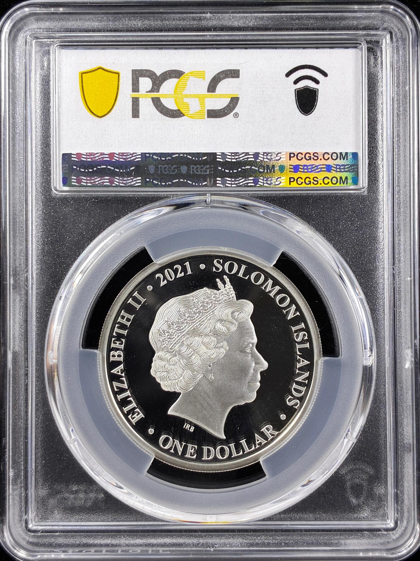 【雨安】【直播拍卖】【第0123期-评级币章】2026-01-10 周六 19:30 [评级现代] Solomon Islands 所罗门群岛 1元 2021年 伊丽莎白二世95岁生日 PCGS-PR69DCAM 精制币
