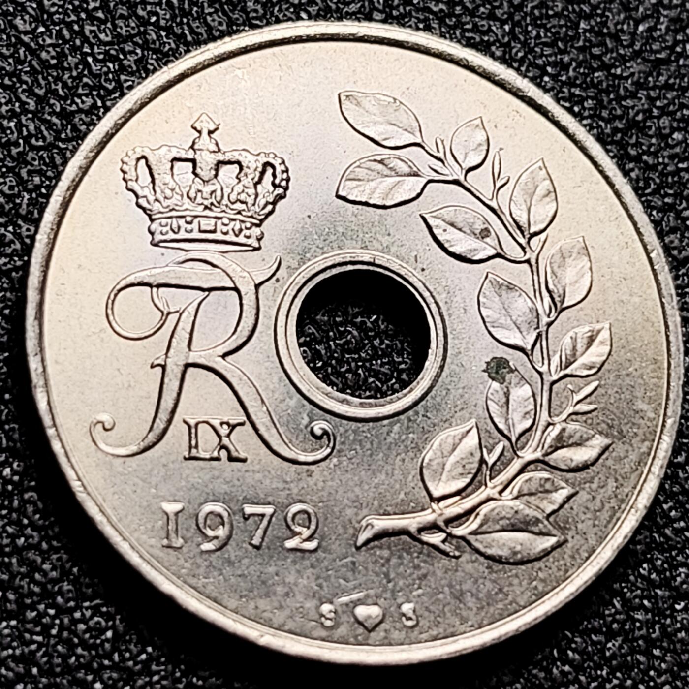 泉币菌-第165场-新年第八场 精品福利场 原光极美 23mm  丹麦 1967-1972 25欧尔铜镍硬币 皇冠 