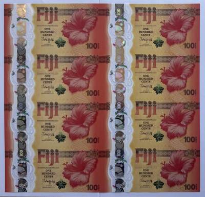 2026第1场（总第228期）：精品测试钞、外钞、塑料钞、连体钞综合场 - 八连体/吉祥号88888002 斐济2023版“中国生肖龙年”100分塑料纪念钞UNC（发行价1108元）