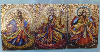 满200包邮！龙虎卡牌-七一场（满200元包邮，无佣金，每周六结拍，欢迎送拍） - 粗闪3张 齐卡文化 三清天尊