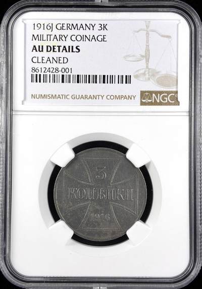 【雨安】【直播拍卖】【第0123期-评级币章】2026-01-10 周六 19:30 - [评级德国] Germany 德国 军用货币 3戈比 1916年 一战东部军区 铁十字  NGC-AU